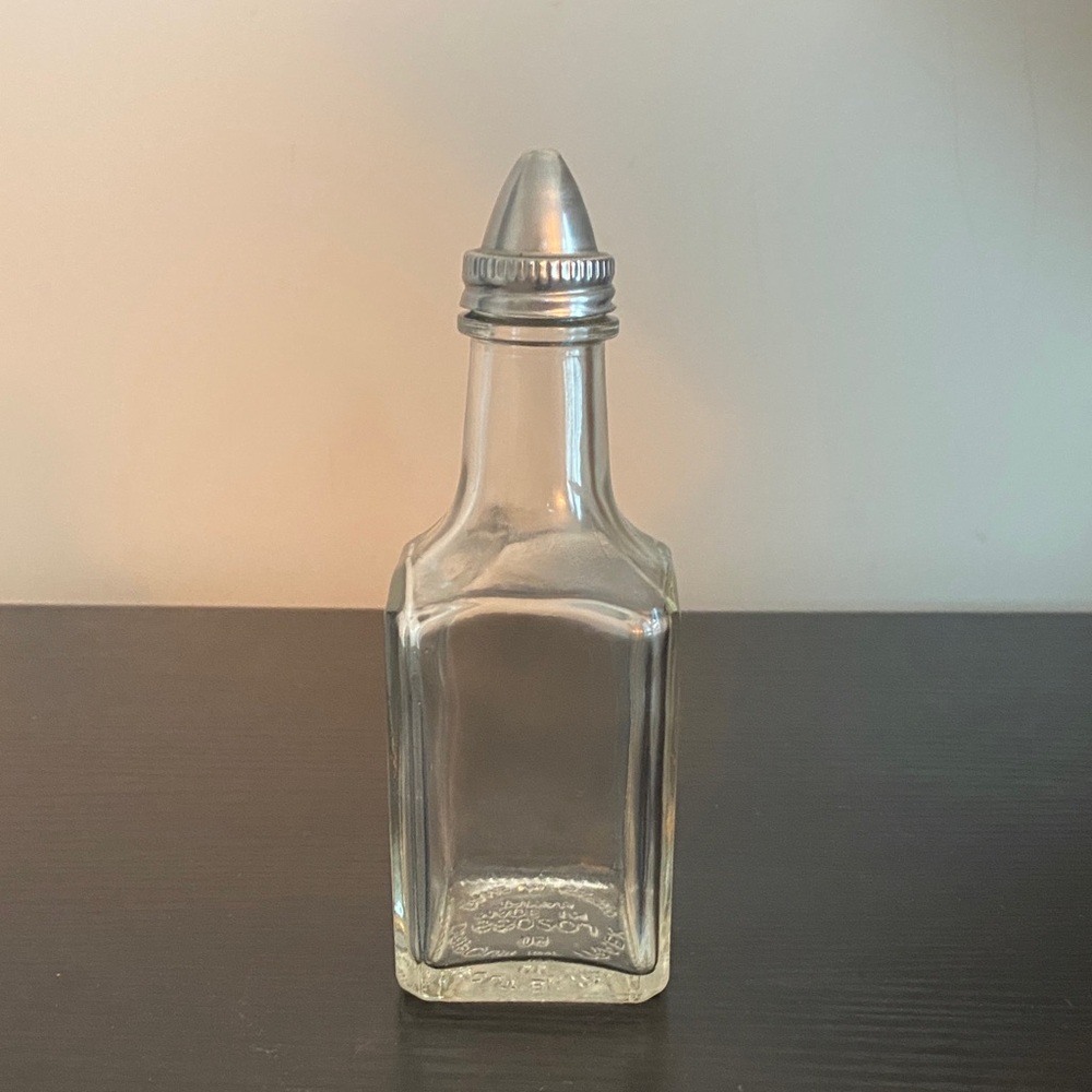 Clear Glass Oil Dispenser with Silver Cap